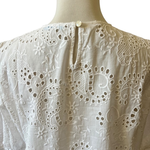 J MCLAUGHLIN JONIE TOP S EYELET LACE COTTON PRAIRIE COTTAGECORE FEMININE NWOT - Picture 6 of 12